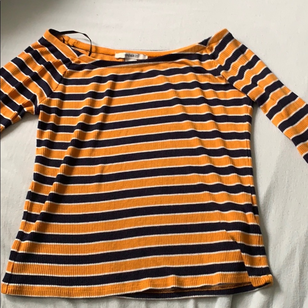 Forever 21 Off-The-Shoulder Long Sleeve Crop Top